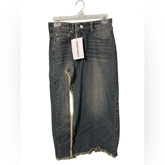 🔥 Signature8 Button-Front Denim Skirt Size Small | Slit Front | New With Tags - Picture 1 of 7